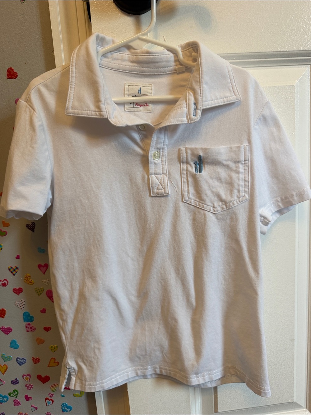 johnnie-O White kids Polo with Chest Pocket